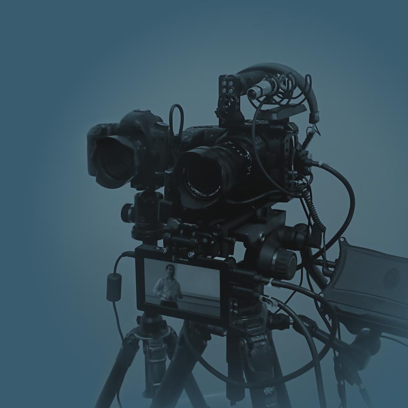 (decorative) Studio equipment set up for delivering a remote training session.